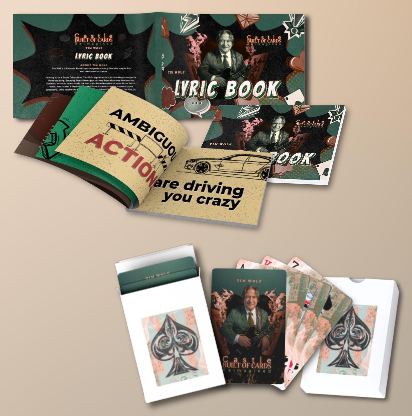 "Castle Built of Cards Reimagined" Lyric Book & Playing Cards Bundle